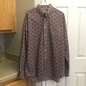Cinch Button Down Shirt. Fun pattern!